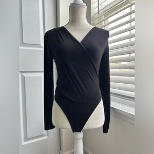 Elegant Black Wrap Bodysuit